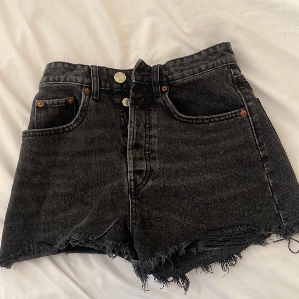 Zara high waisted black denim shorts